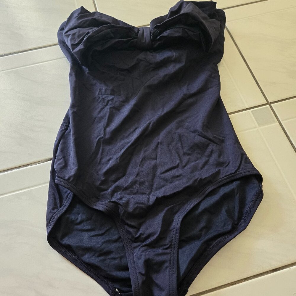 Kate Spade Navy Blue Strapless Swimsuit M